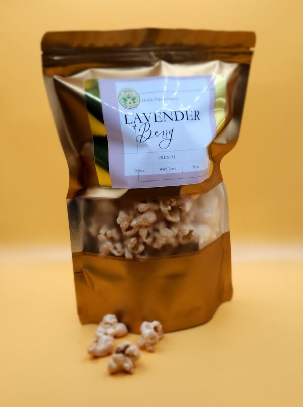 A photo of Lavender Berry Crunch popcorn.